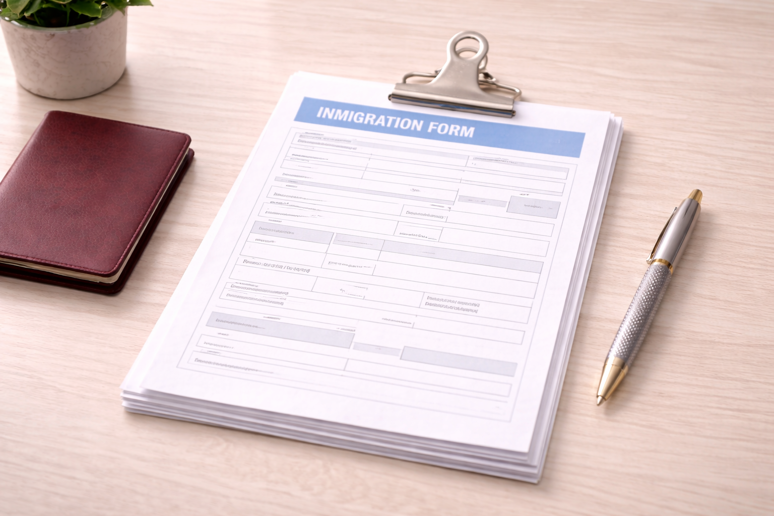 Immigration forms stack (no text)